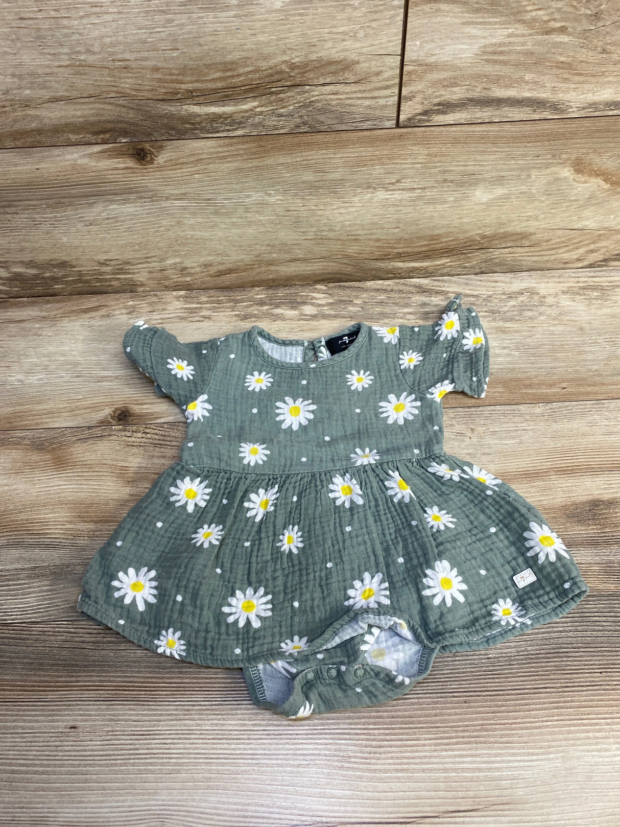 7 For All Mankind Floral Bodysuit Dress Green sz 6-9m