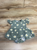 7 For All Mankind Floral Bodysuit Dress Green sz 6-9m