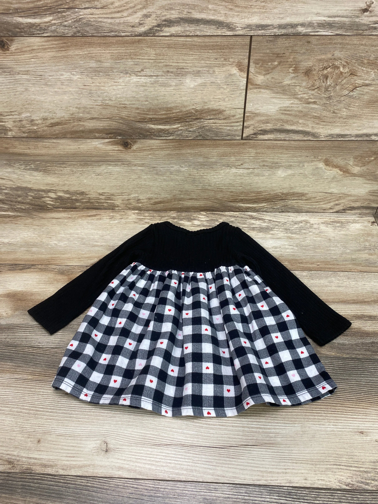 First Impressions Ribbed Buffalo Check Dress Black sz 18m