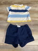 Old Navy 2pc Striped Polo Shirt & Shorts White sz 6-12m