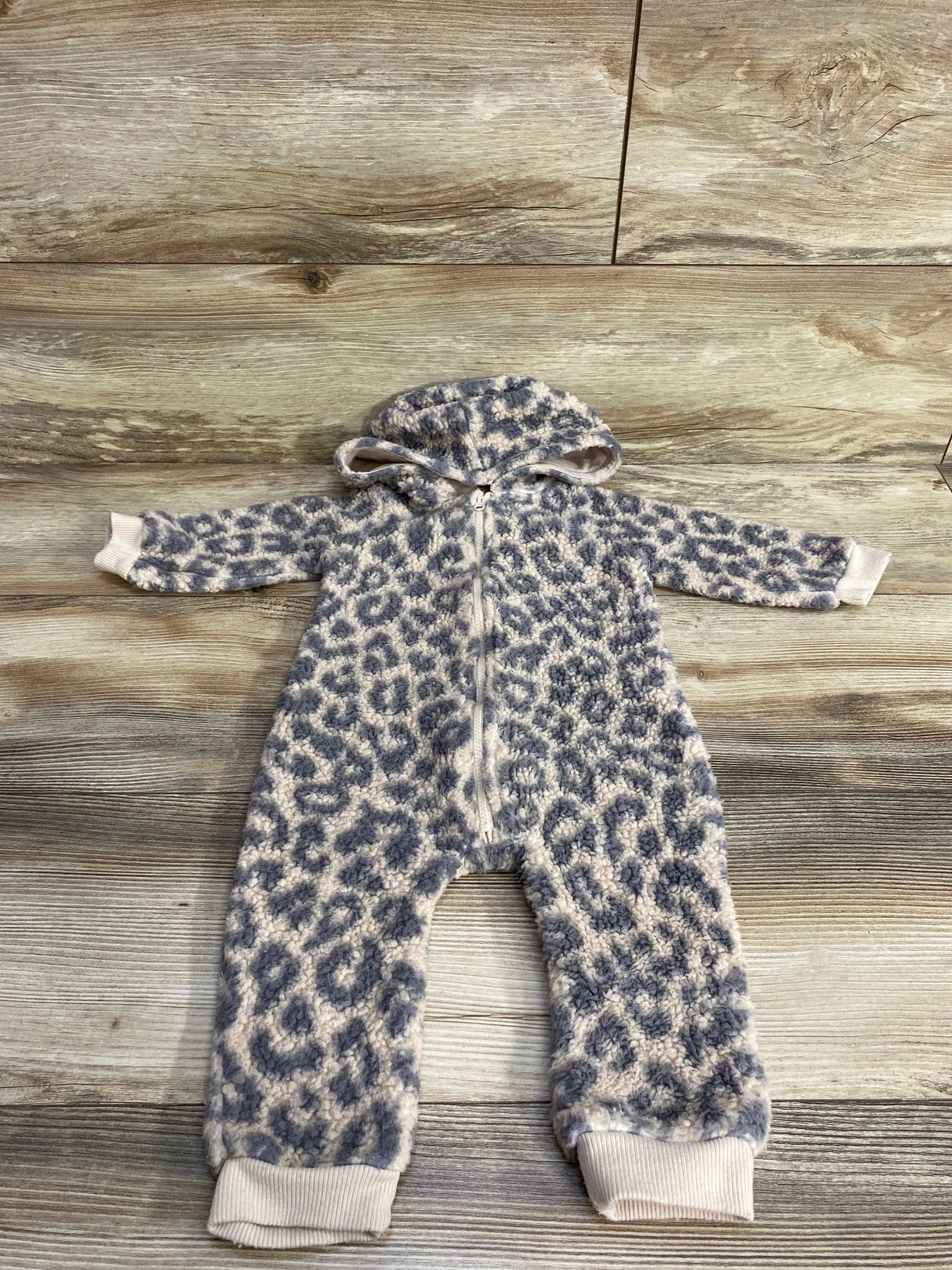 NEW Grayson Mini Leopard Print Sherpa Hooded Coverall White sz 6-9m