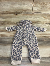 NEW Grayson Mini Leopard Print Sherpa Hooded Coverall White sz 6-9m