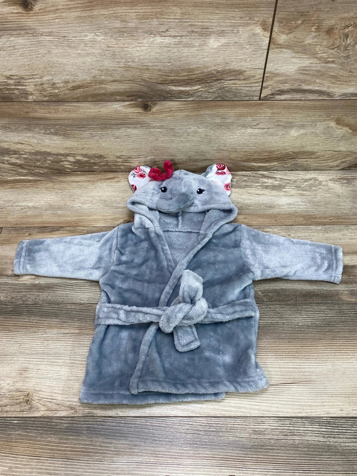 Hudson Baby Elephant Hooded Robe Grey sz 0-9m