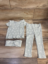 Calvin Klein 3pc Ribbed Shirt, Pants, & Headband Set Mint Green sz 18m