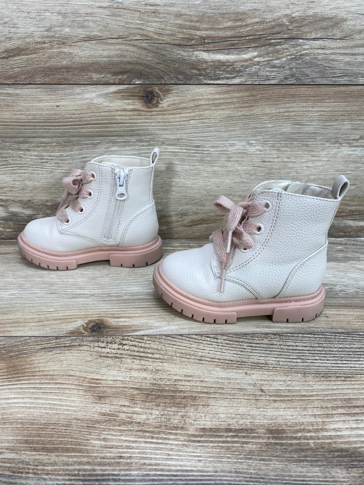 Cat & Jack Amaya Lace-Up Combat Boots Blush Sz 6c