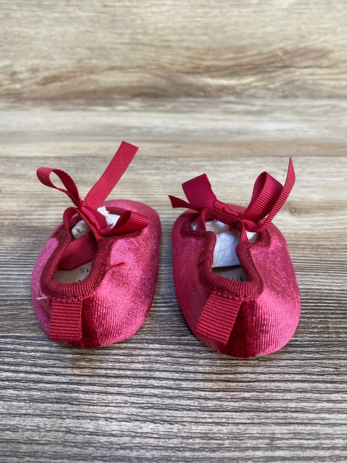 NWOT H&M Velvet Bow Soft Sole Shoes Red sz 0/1c