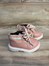 Lace-Up Sweater Ankle Boots Pink sz 6/7c