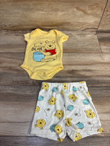 Disney Baby 2pc Winnie The Pooh Bodysuit & Shorts Yellow sz 3-6m - Me n Mommy To Be