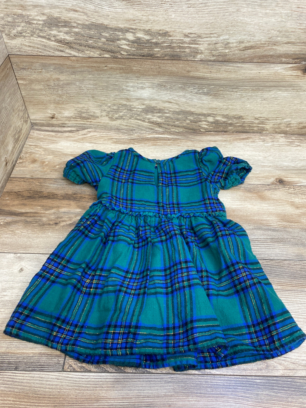 Cat & Jack Smocked Plaid Dress Green sz 3T