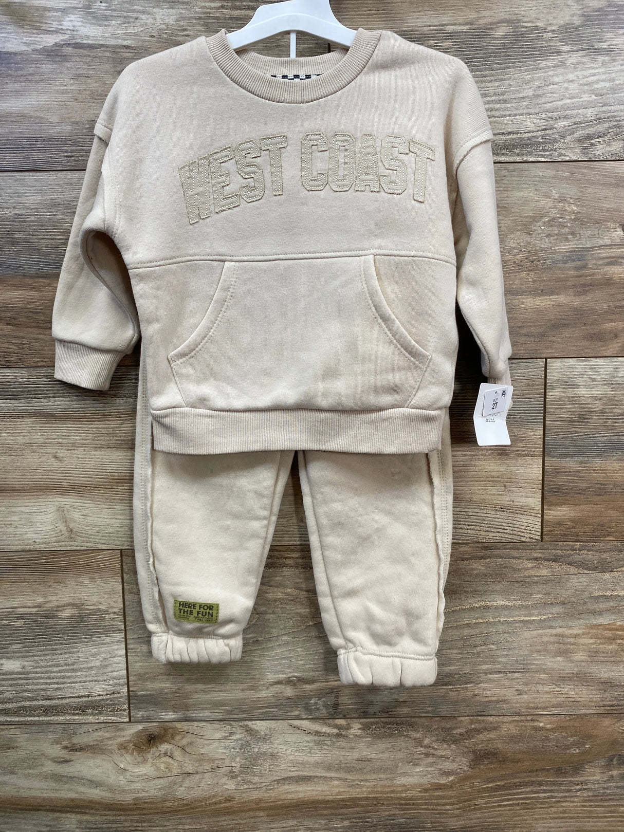 NEW Grayson Mini 2pc Sweatshirt & Joggers Set Beige sz 2T