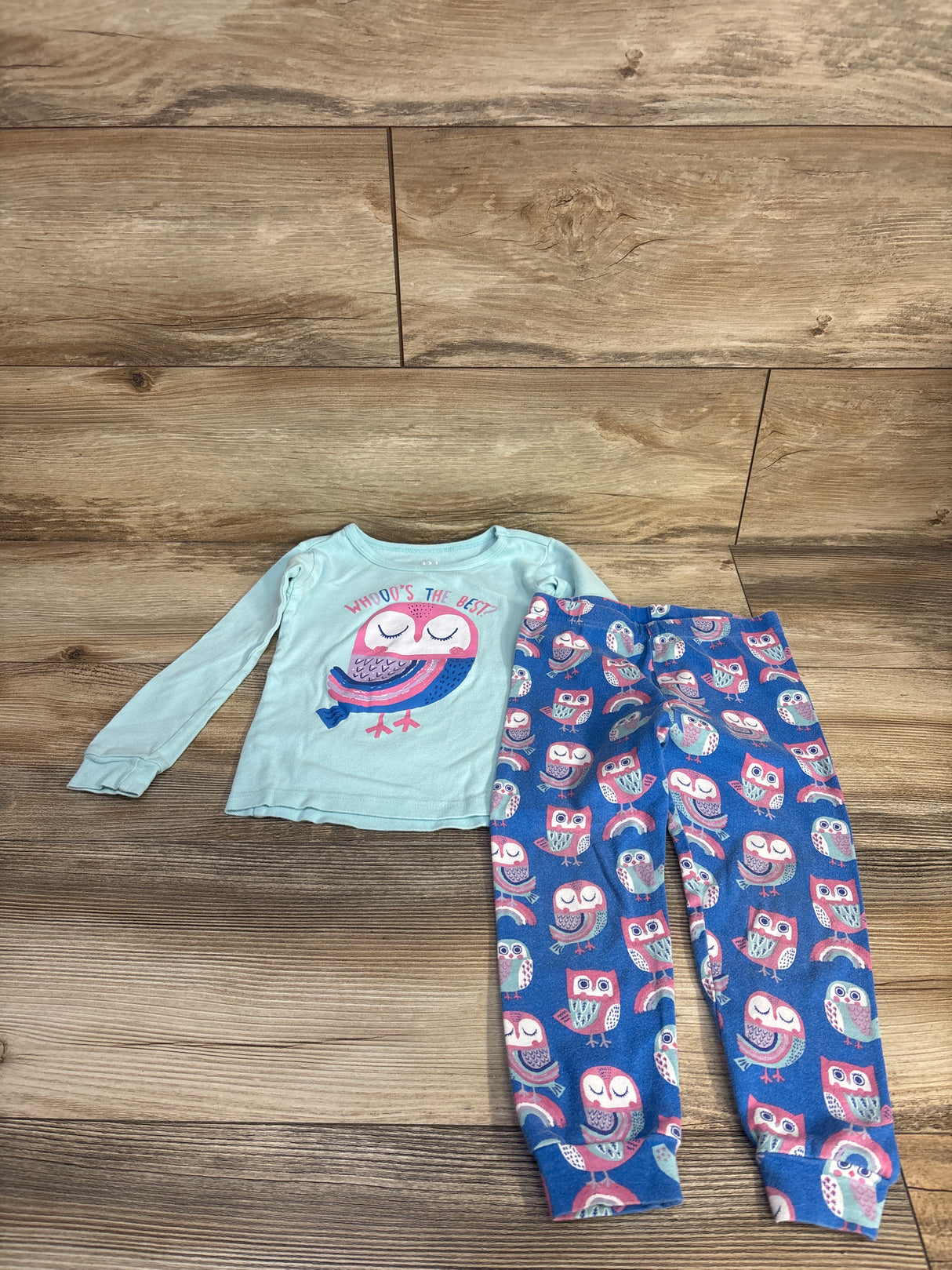 Children's Place 2pc Owl Pajama Set Blue sz 3T