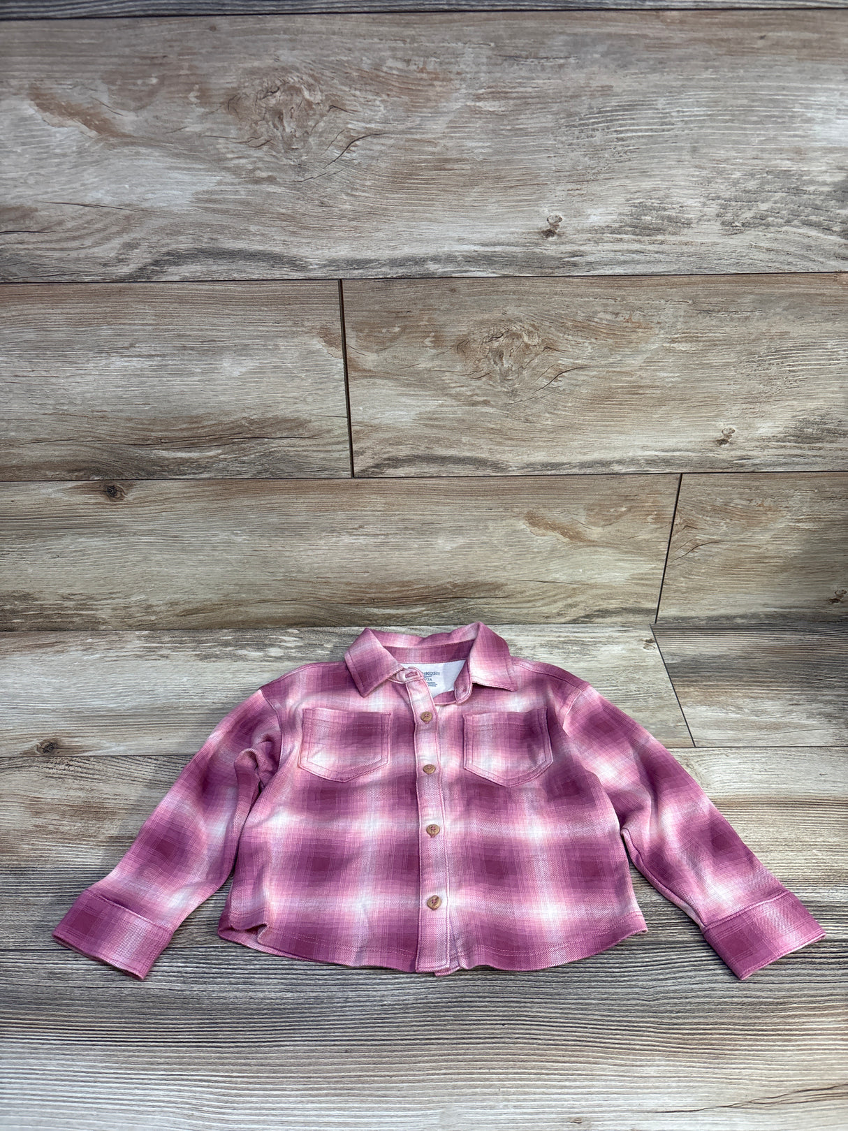 OshKosh Button Up Flannel Pink sz 2T
