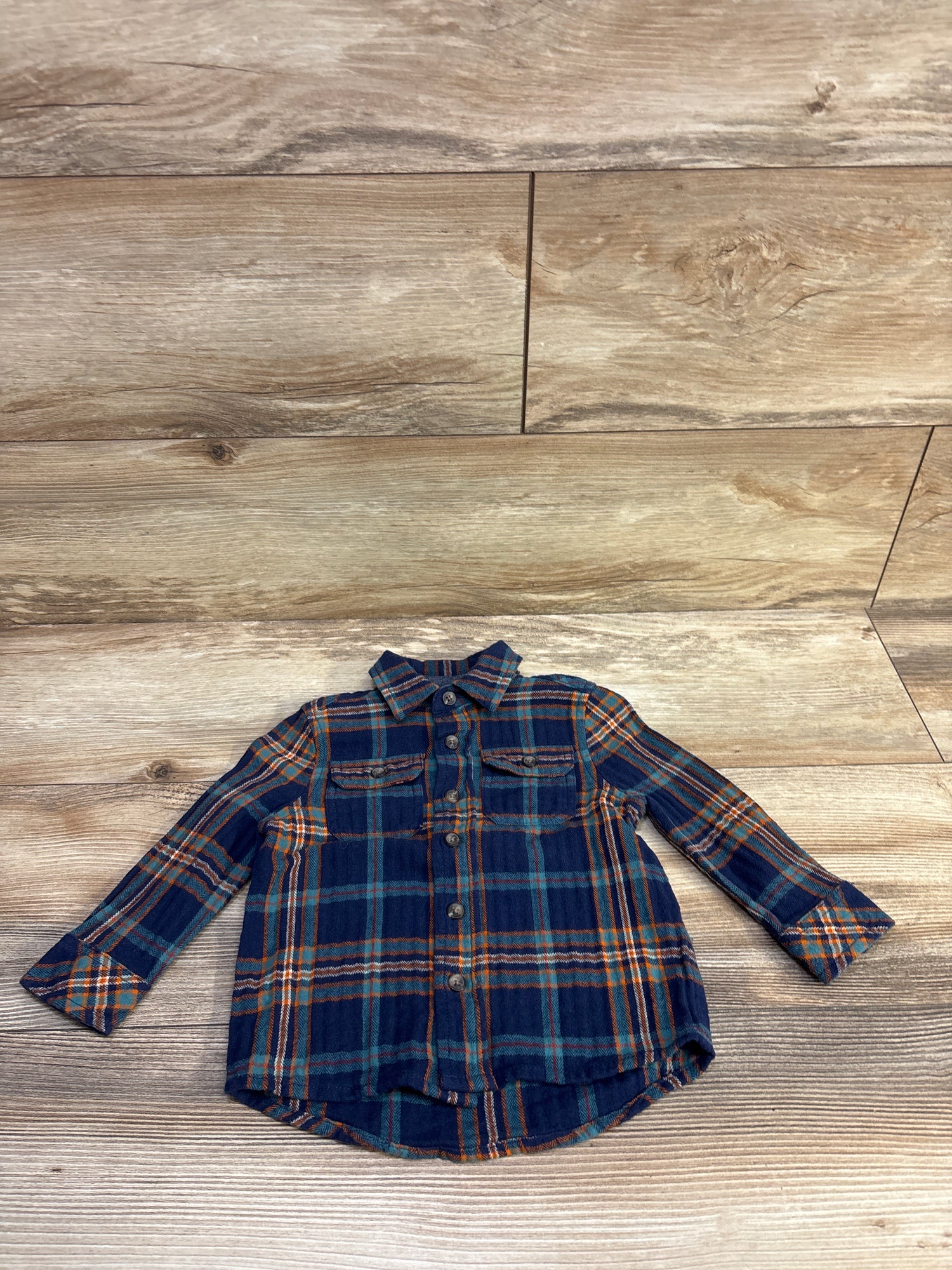 Dip Plaid Button-Up Flannel Navy sz 12-18m