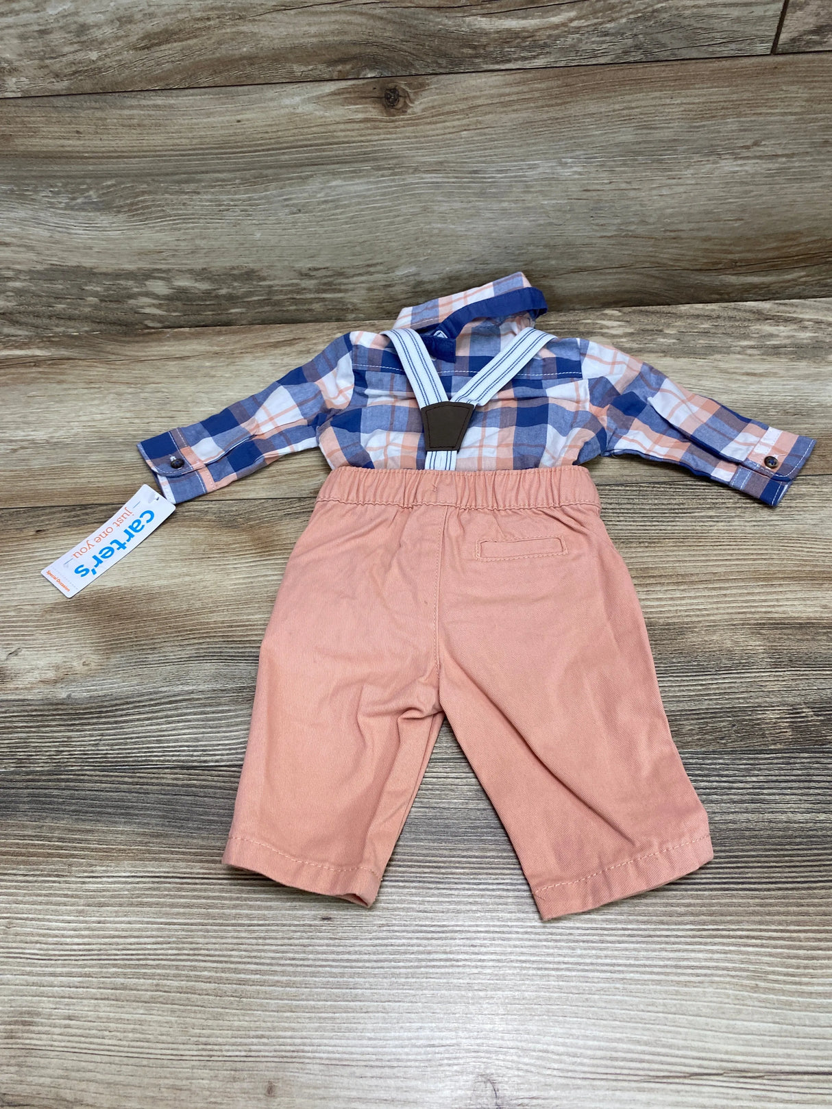 Just One You NEW 4Pc Plaid Button-Up Suspender Set Blue sz Newborn