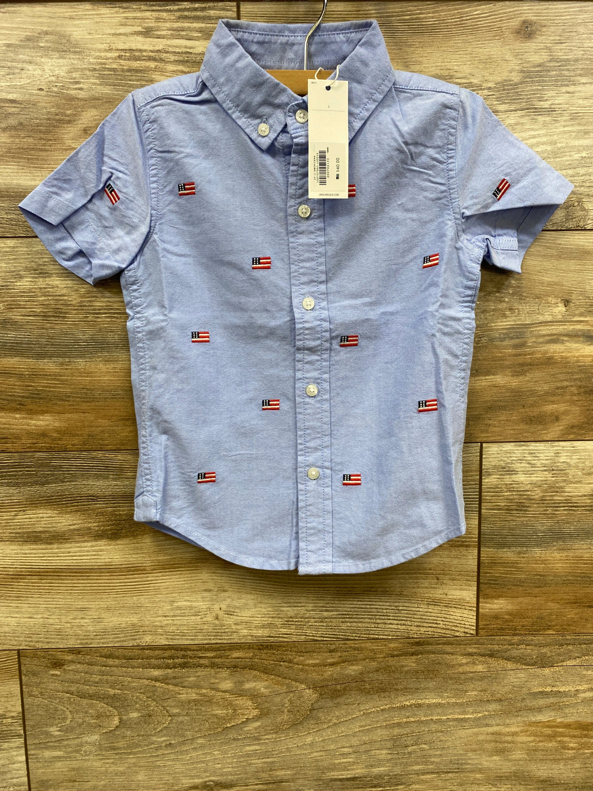 NEW Janie and Jack Flag Embroidered Oxford Shirt Blue sz 3T