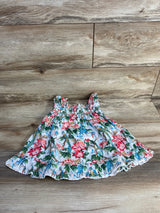 Janie and Jack Smocked Tropical Floral Dress White sz 12-18m
