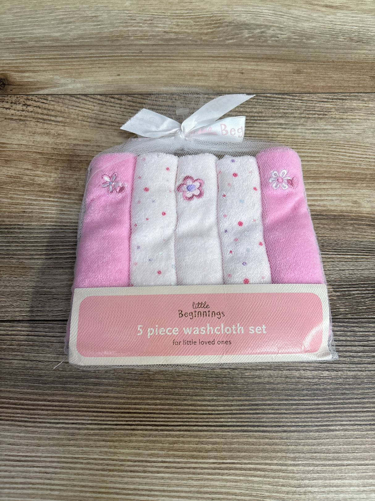 NEW Little Beginnings 5pk Washcloths Pink