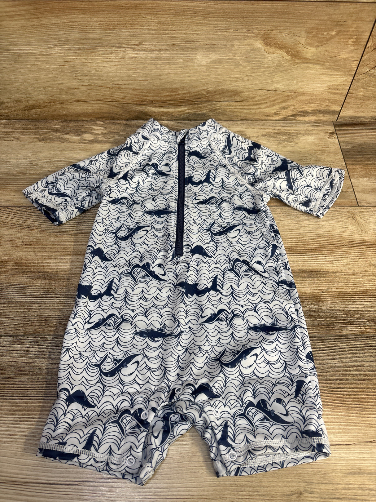 Little Lad 1pc Rash Guard Romper Swimsuit White sz 24m