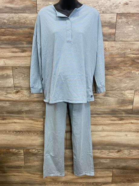 Simply Magnetic Me 2pc Modal Striped Nursing Pajama Set Blue sz Medium - Me n Mommy To Be