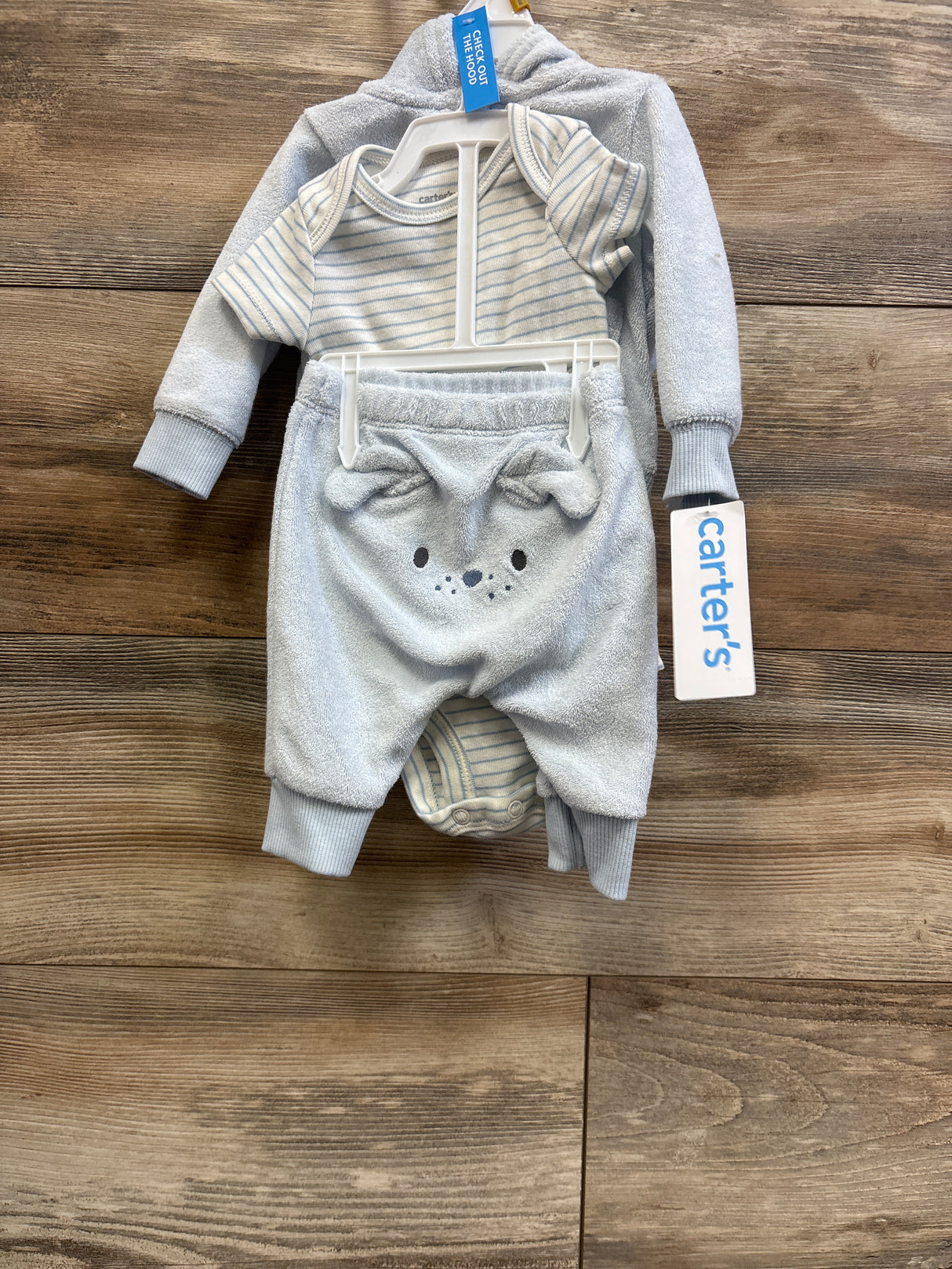 NEW Carter's 3pc Terry Cloth Jacket, Bodysuit, & Pants Set Blue sz Newborn