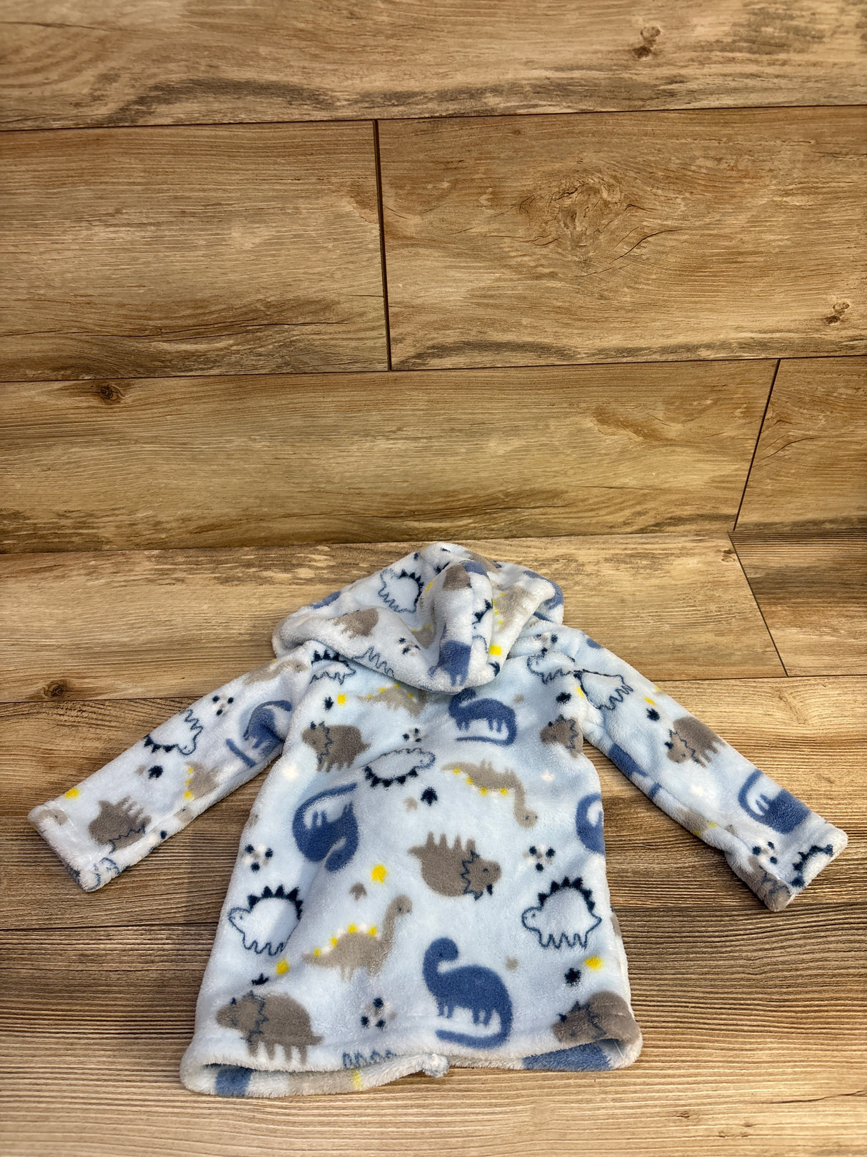 DreamGro Plush Dinosaur Print Bath Robe Blue sz 0-9m