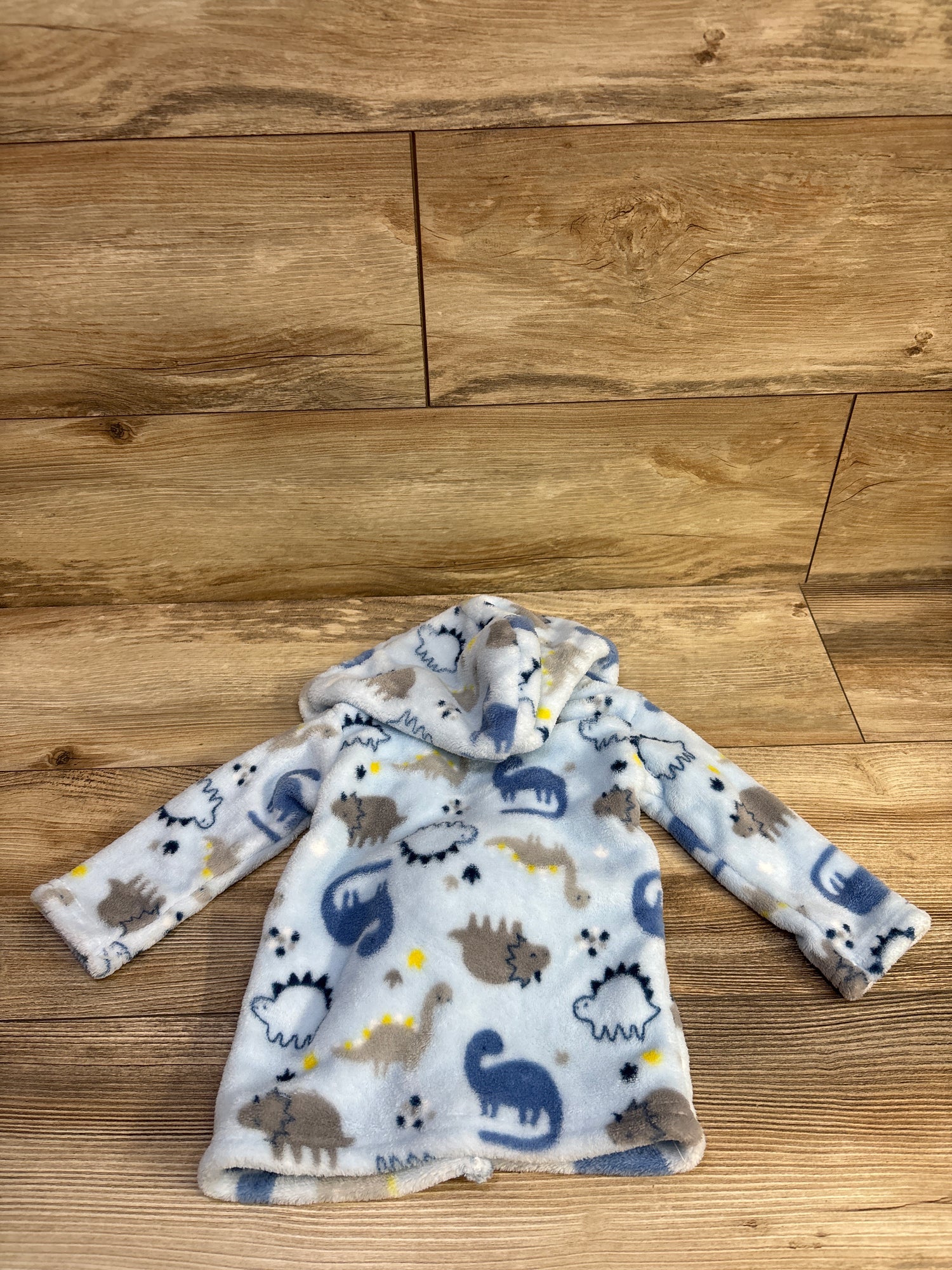 DreamGro Plush Dinosaur Print Bath Robe Blue sz 0-9m