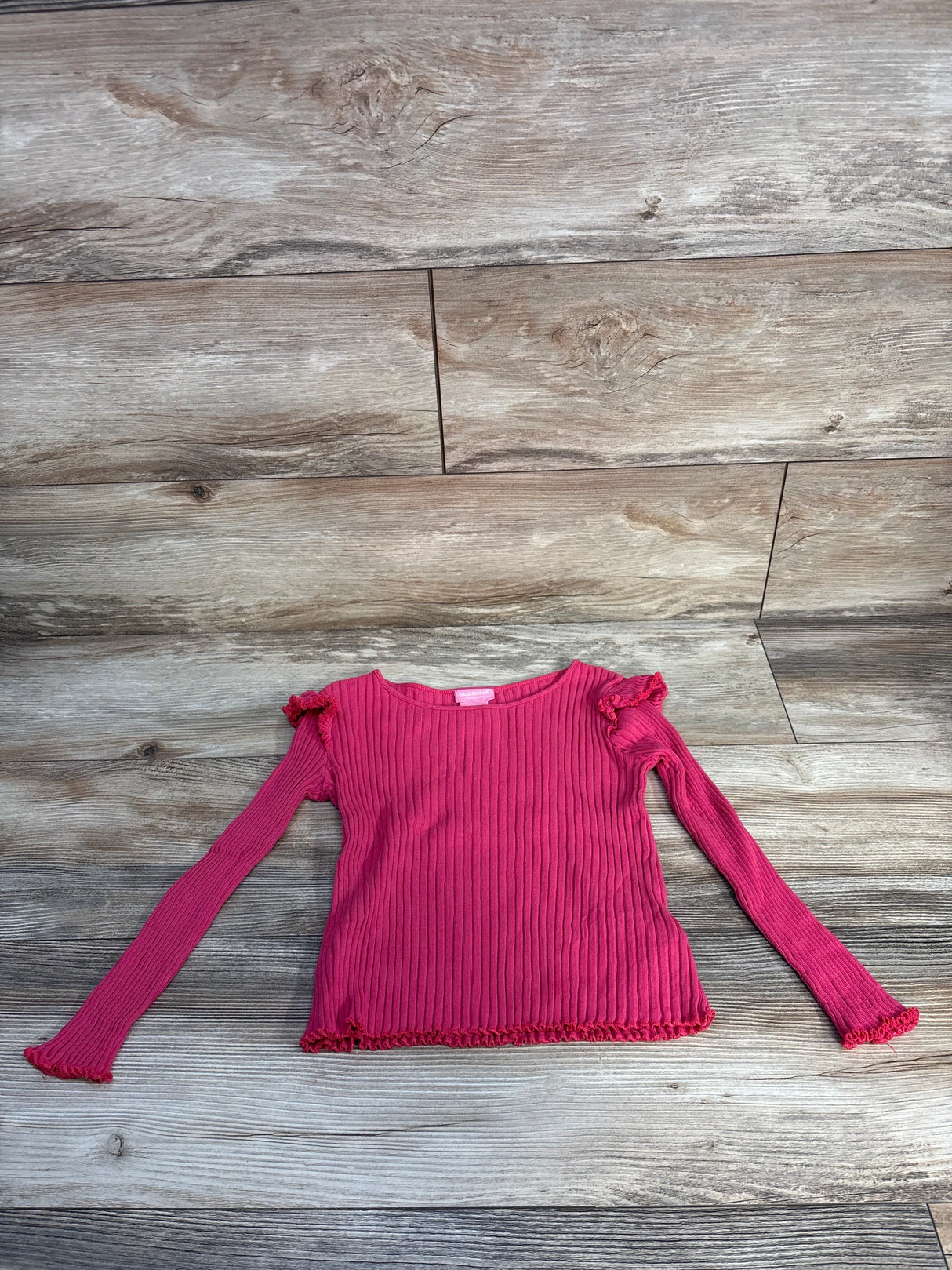 Isaac Mizarahi Ribbed Lettuce Trim Shirt Pink sz 5/6