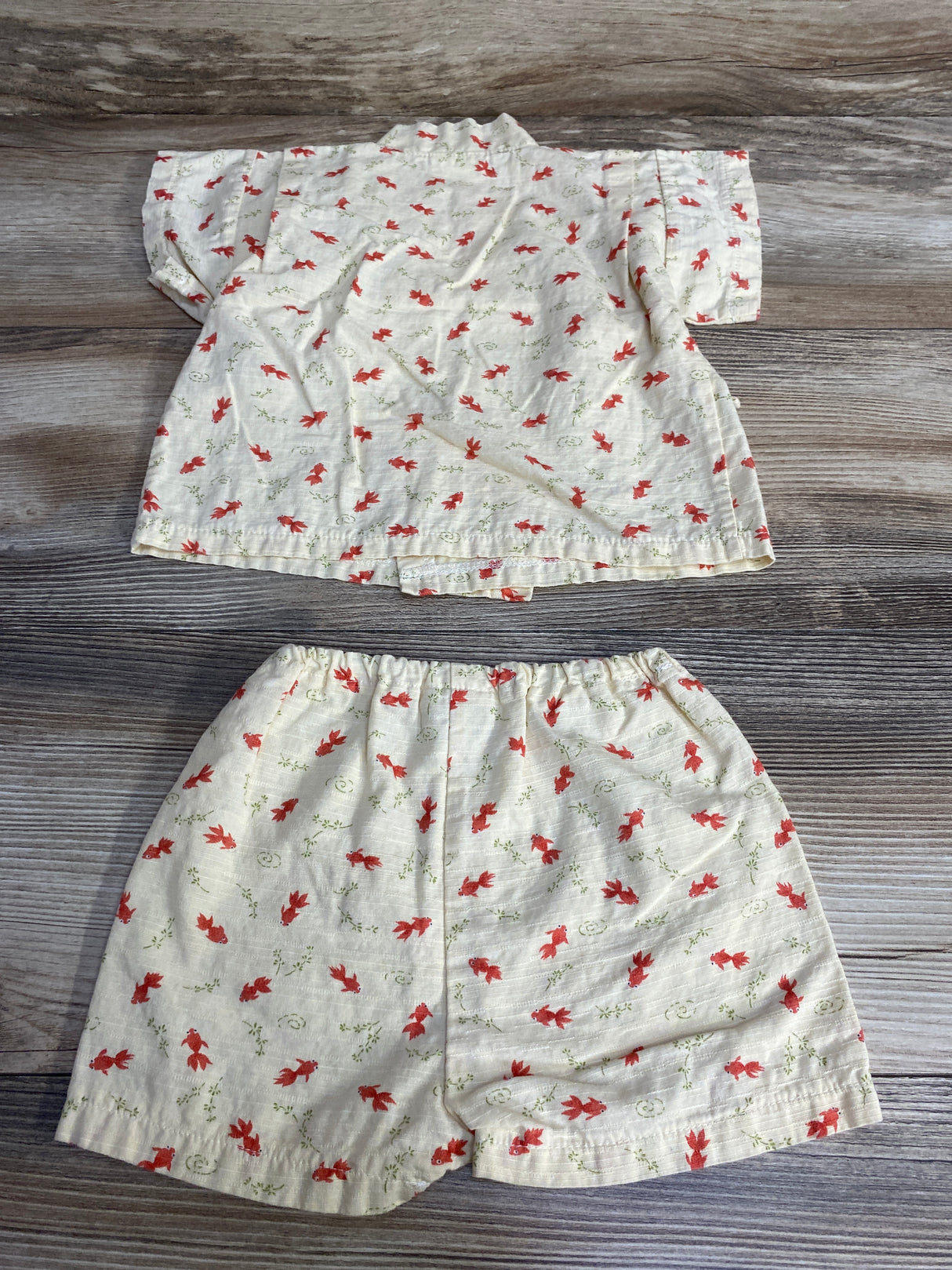 2pc Fish Kimono Top & Short Cream sz 9-12m