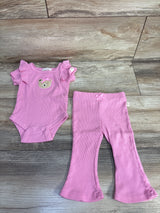 Baybe Bee 2pc Ribbed Bear Bodysuit & Pants Set Pink sz Newborn