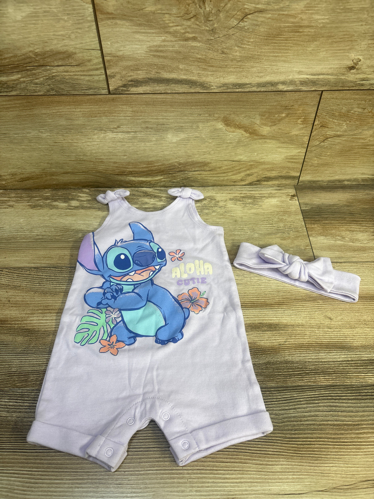 Disney Stitch Sleeveless & Headband Set Lavender sz 6-9m