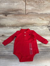 Ralph Lauren Long Sleeve Polo Bodysuit Red sz 6m
