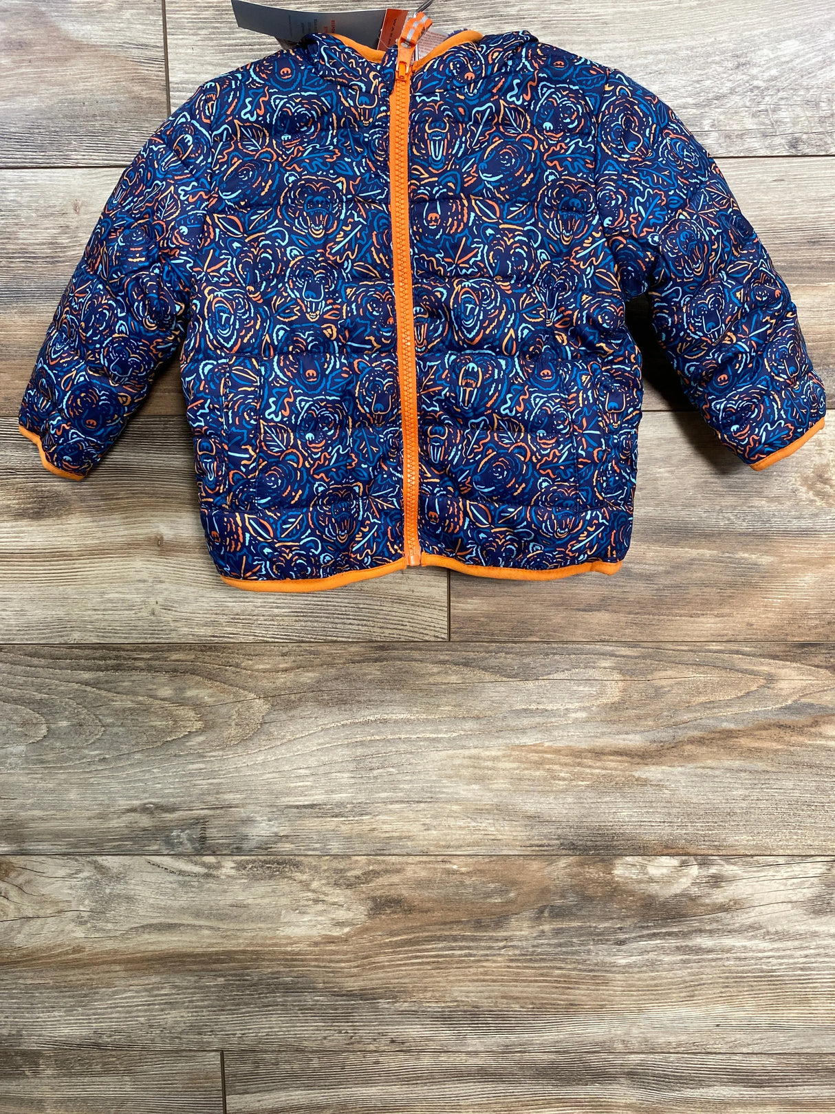 NEW Cat & Jack Reversible Bear Puffer Jacket Navy sz 18m