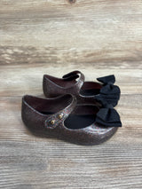 Mini Melissa 'Ultragirl Bow' Jelly Flat Black Glitter sz 7c