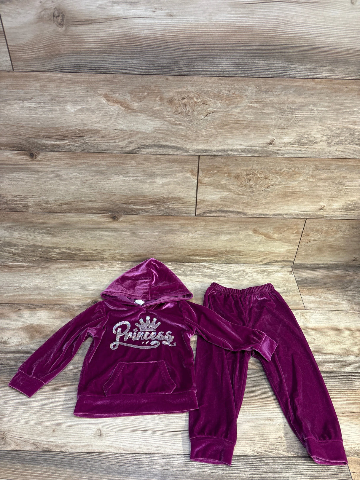 Shein Elladie 2pc Princess Velvet Hoodie & Pants Set Purple sz 12-18m