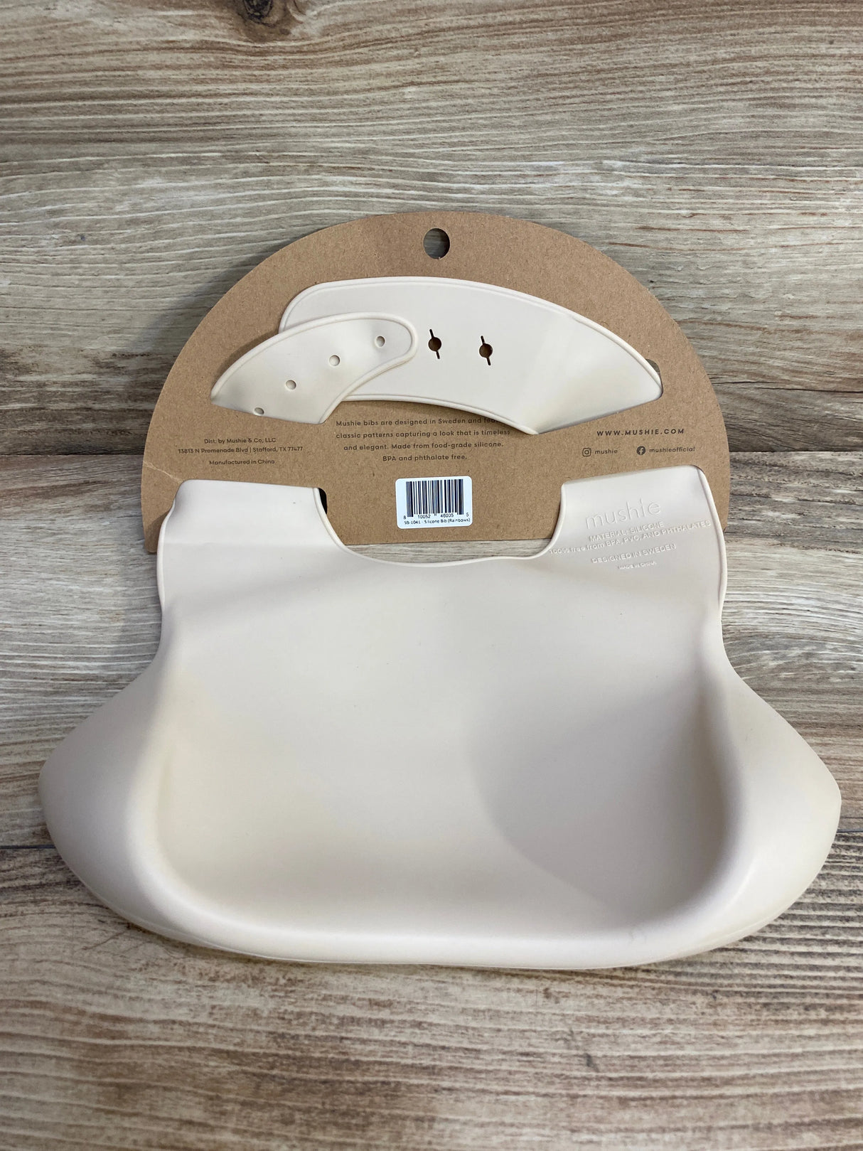 NEW Mushie Silicone Rainbows Baby Bib, Beige