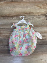 NEW Nannette Smocked Floral Bubble Romper White sz 0/3m