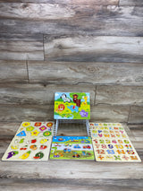 Asher & Olivia - 6Pk Wooden Toddler Peg Puzzles and Rack Set