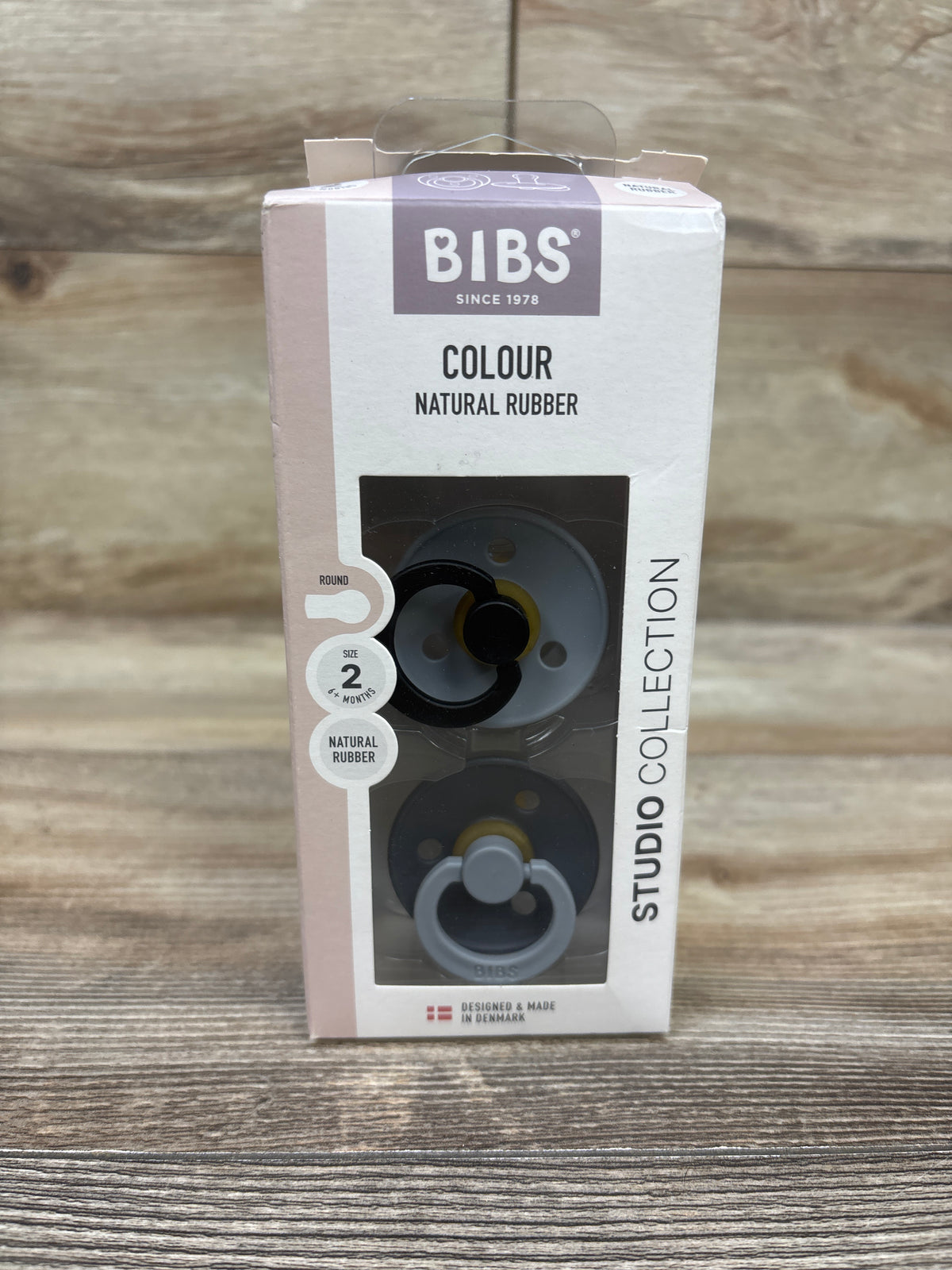 NEW Bibs Colour Natural Rubber 2pk Pacifiers in Cloud Iron Size 2 6m+