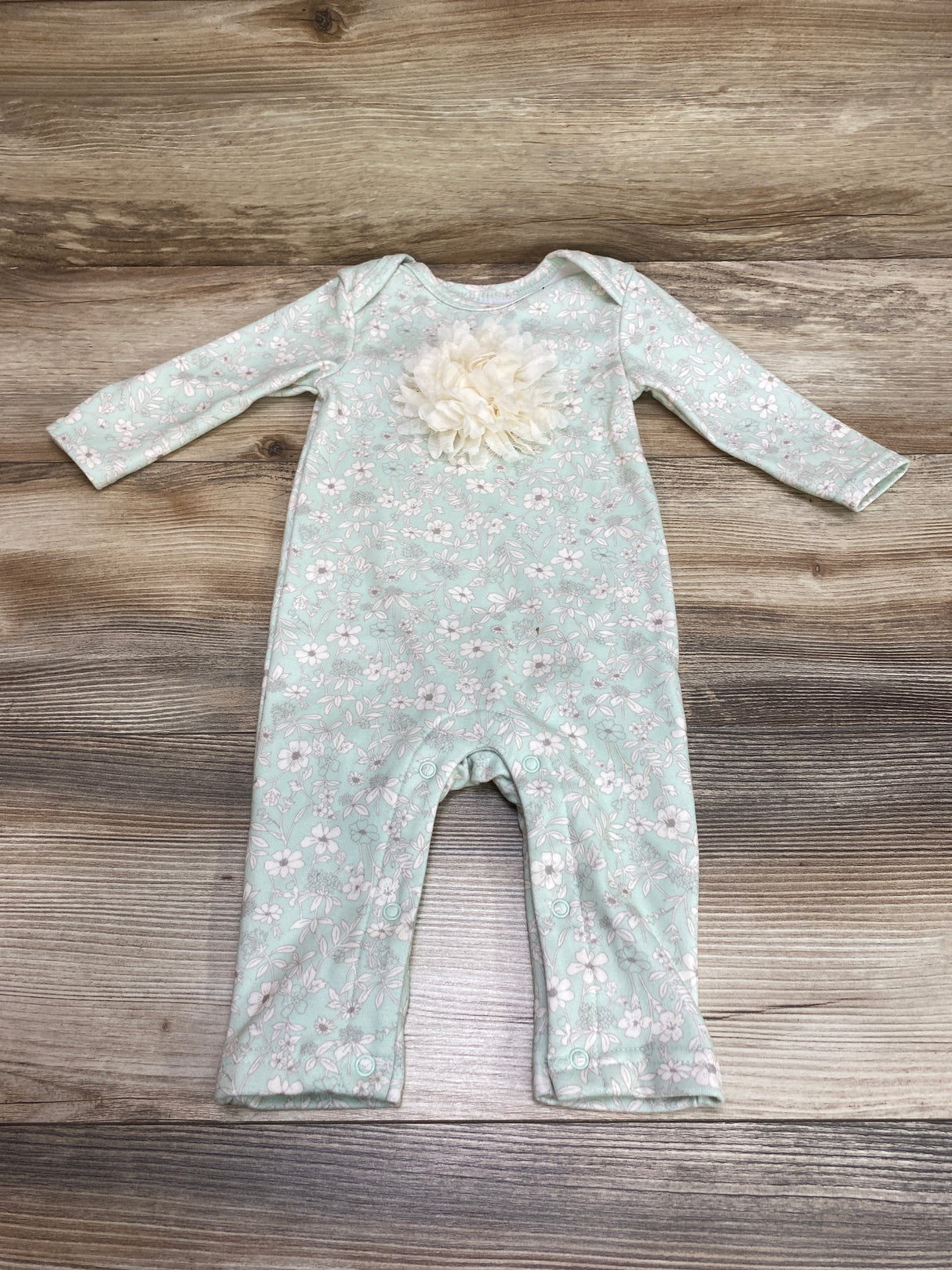 Baby Essentials Floral Coverall Green sz 9m