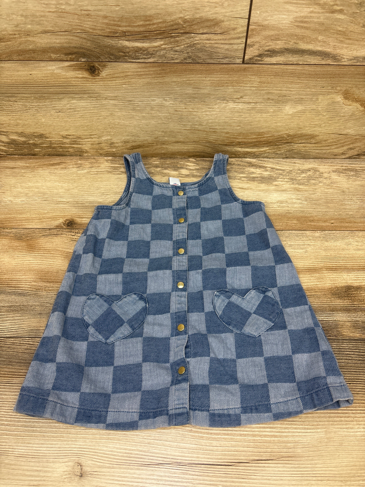 Old Navy Checkered Denim Button-Front Dress Blue sz 2T