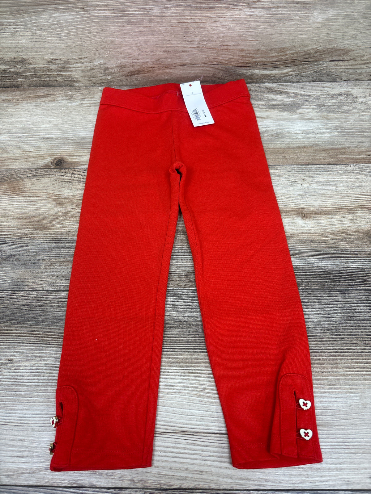 NEW Janie & Jack Heart Button Cuff Ponte Pants Red sz 3T