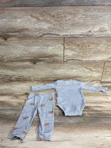 Pekkel 2pc Ribbed Bodysuit & Pig Bottoms Grey sz 6m