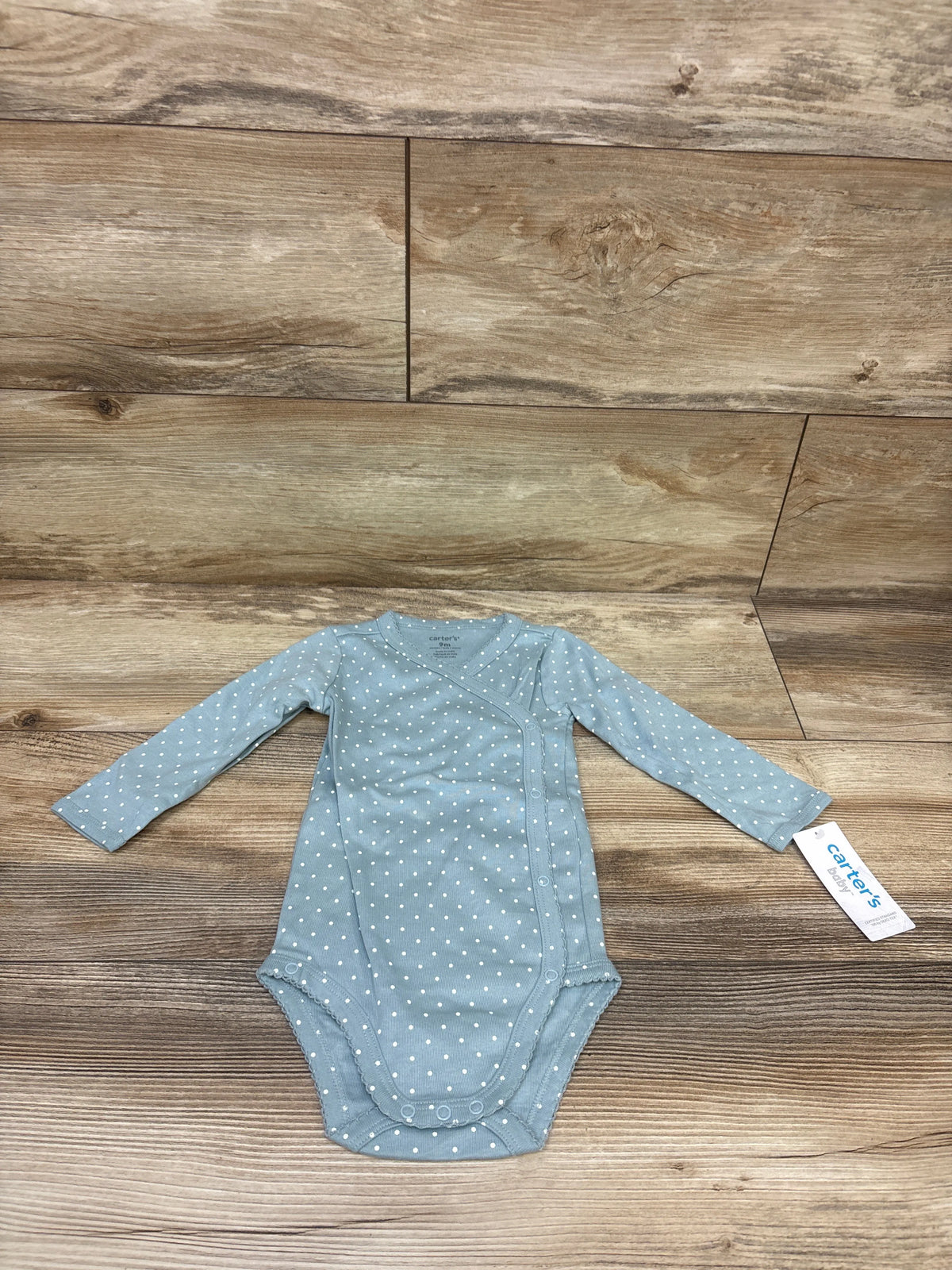 NEW Carter's Long Sleeve Polka Dot Kimono Bodysuit Blue sz 9m