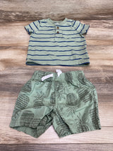 Child Of Mine 2pc Striped Shirt & Shorts Green sz 6-9m