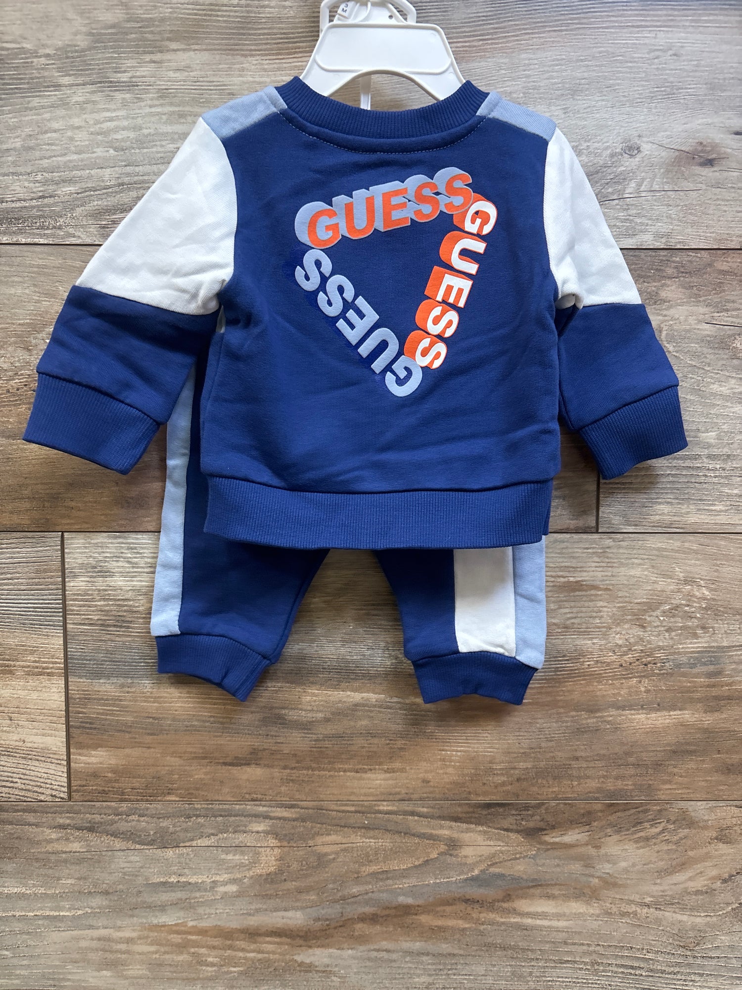 NEW Guess Baby 2pc Pullover Sweatshirt & Joggers Set Blue sz 0/3m