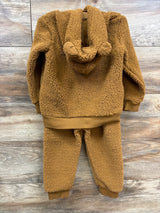 Carter's 2pc Sherpa Pull Over Hoodie & Joggers Set Brown sz 3T