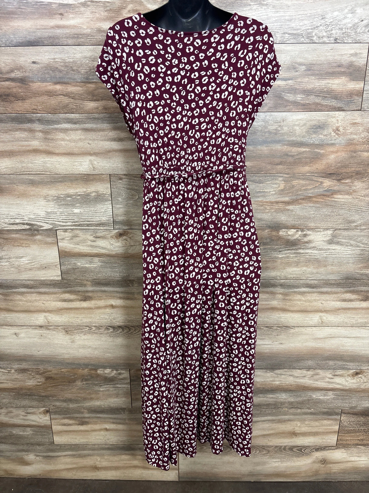 Isabel Maternity Leopard Belted Dress Burgundy sz Large