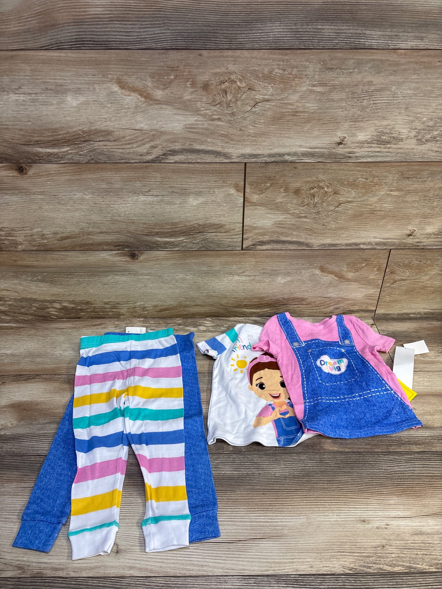 NEW Ms Rachel 4pc Snug Fit Pajama Set White sz 2T