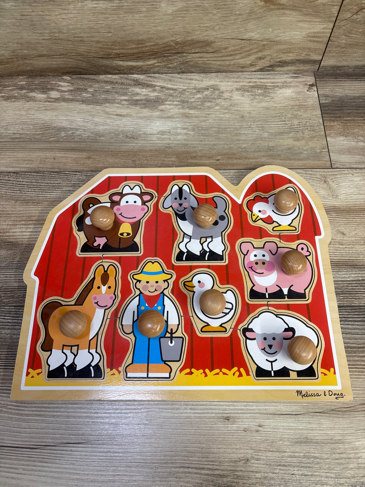 Melissa & Doug Farm Animals Jumbo Knob Wooden Peg Puzzle