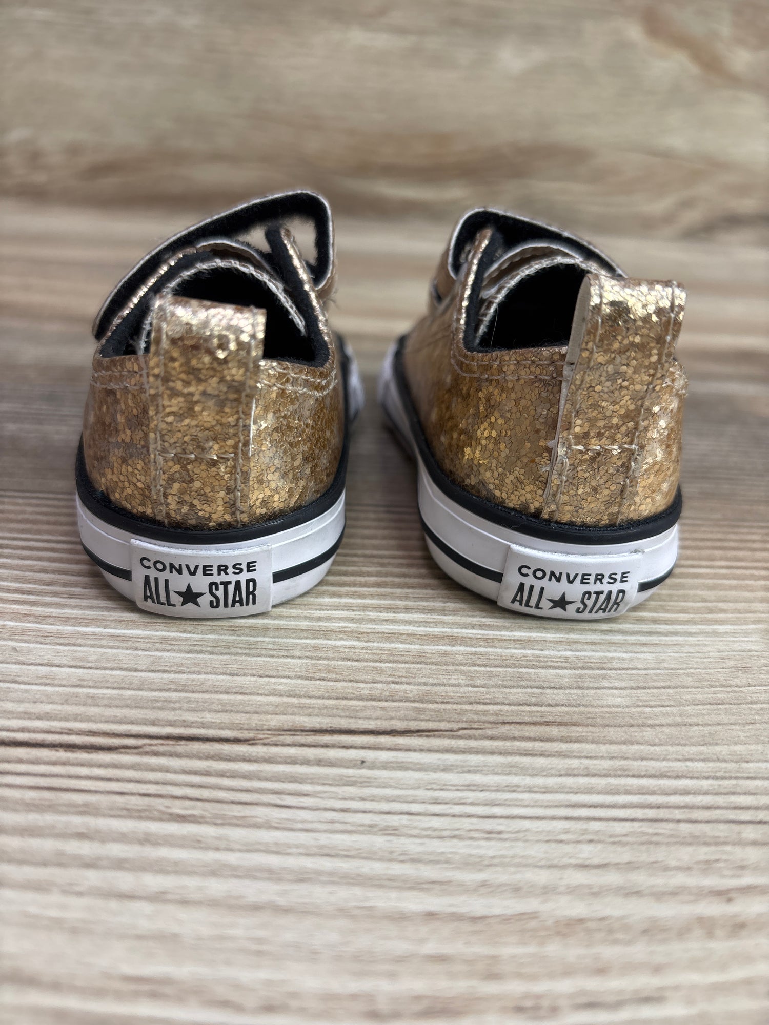 Converse Chuck Taylor All Star Easy-On Double Velcro Sneakers Gold sz 3c